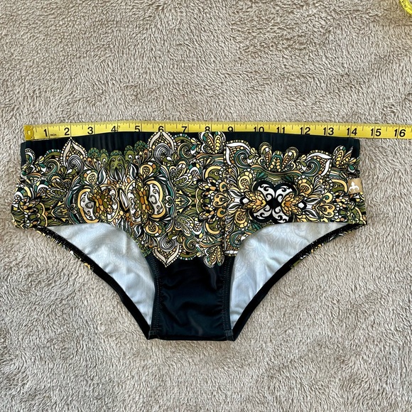 Men's Black and Gold Paisley Swim Trunks by Marcuse, Drawstring, Lined - Picture 3 of 5